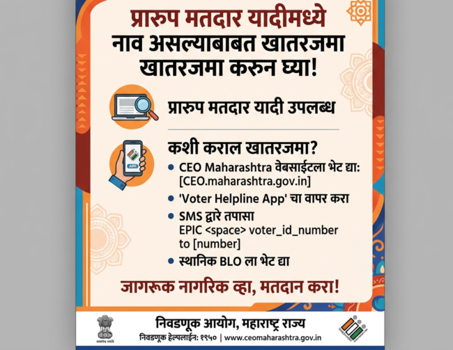 Marathi poster urging voters to verify names in the draft voter list